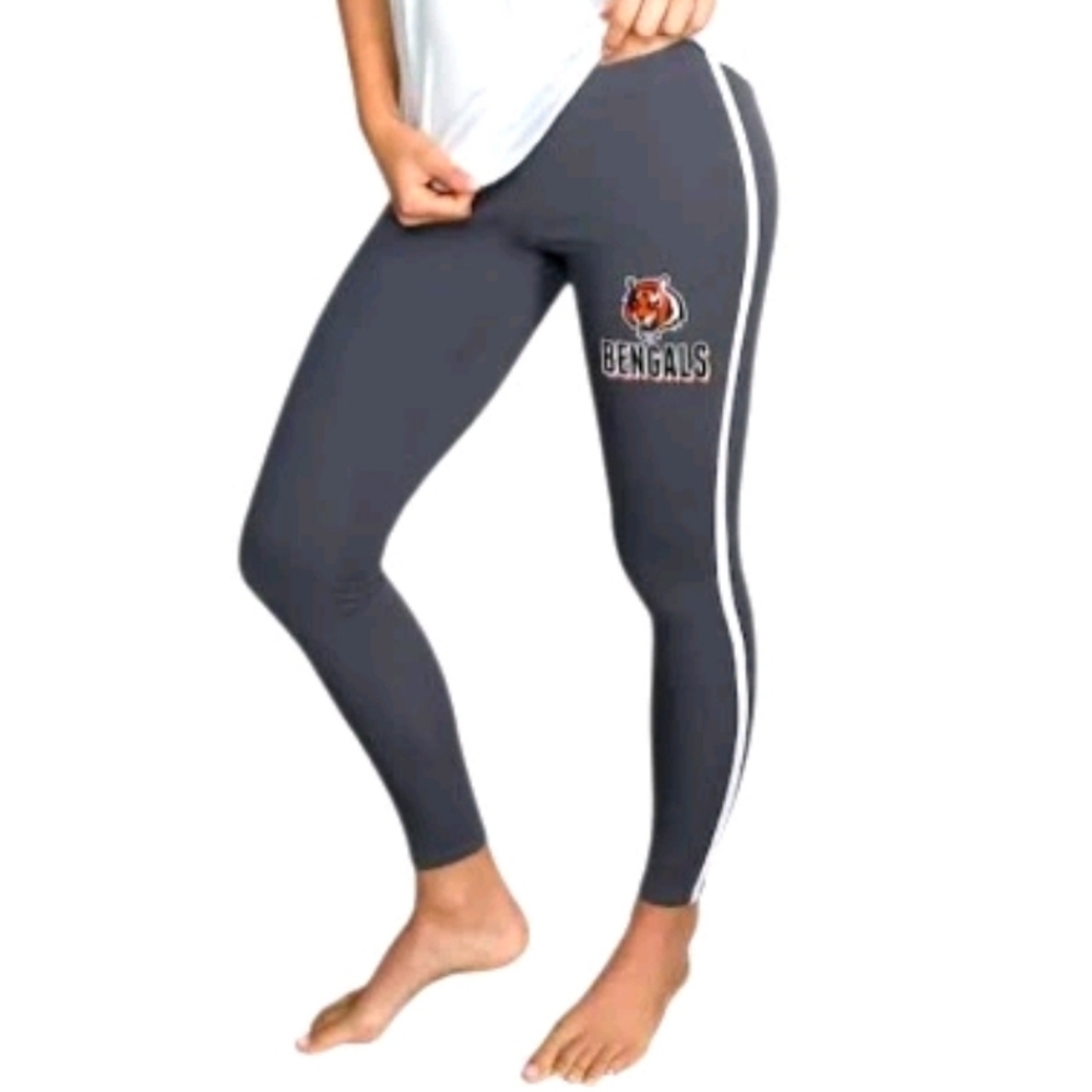 Cincinnati Bengals Women Leggings Size XL Gray White Leg Stripe NFL New